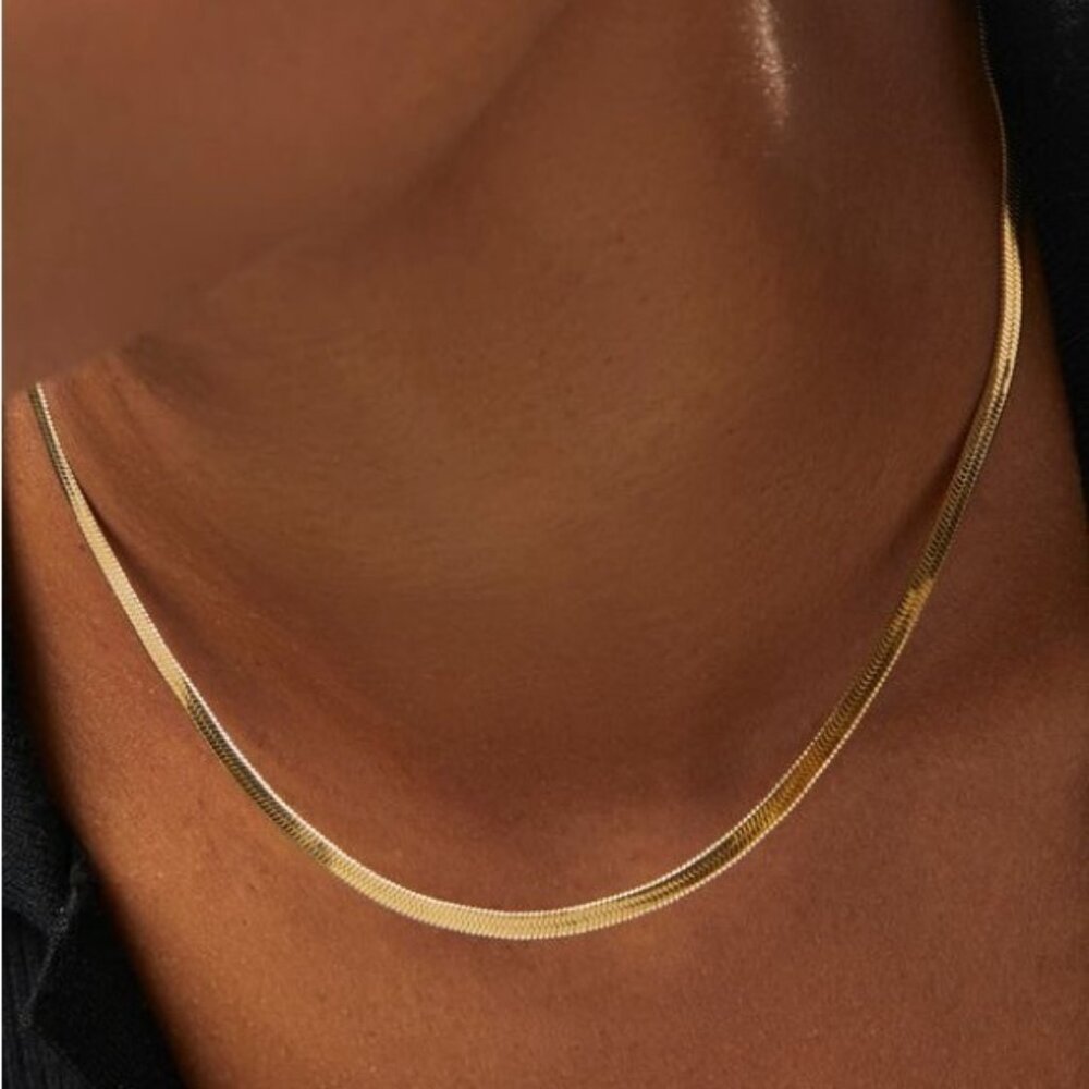 18K Herringbone chain necklace (silver OR gold)